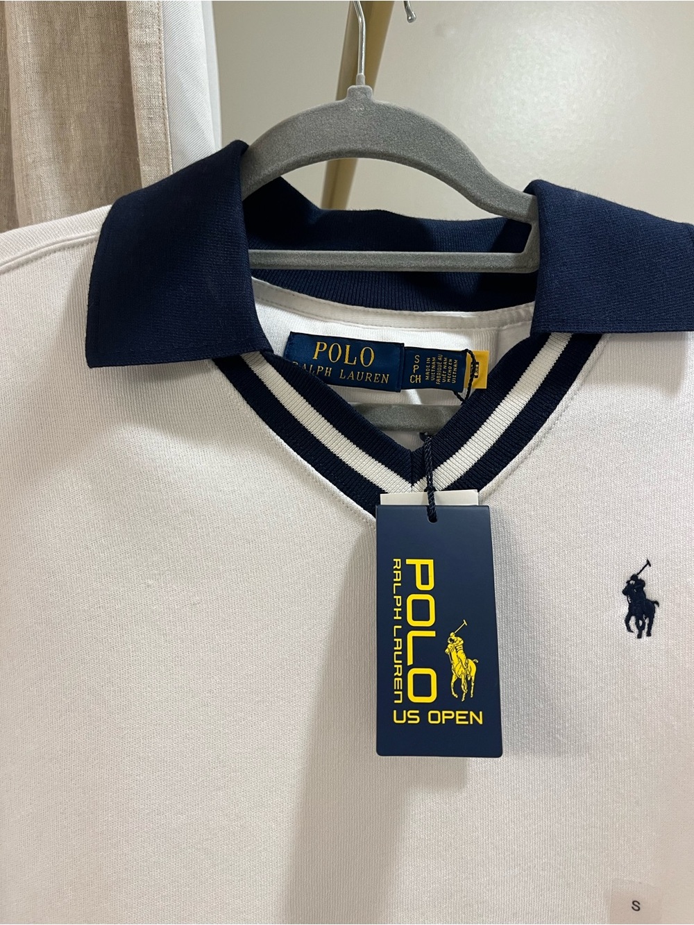 Ralph Lauren White Polo with Navy Collar & Trim - Picture 2 of 4